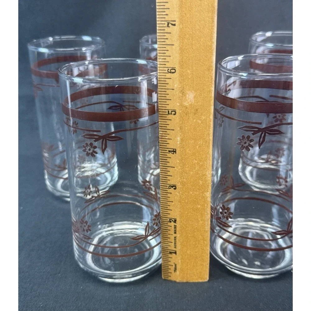 Lot Of 5 Vintage 1980s Sango Sahara Brown Glass Tumblers